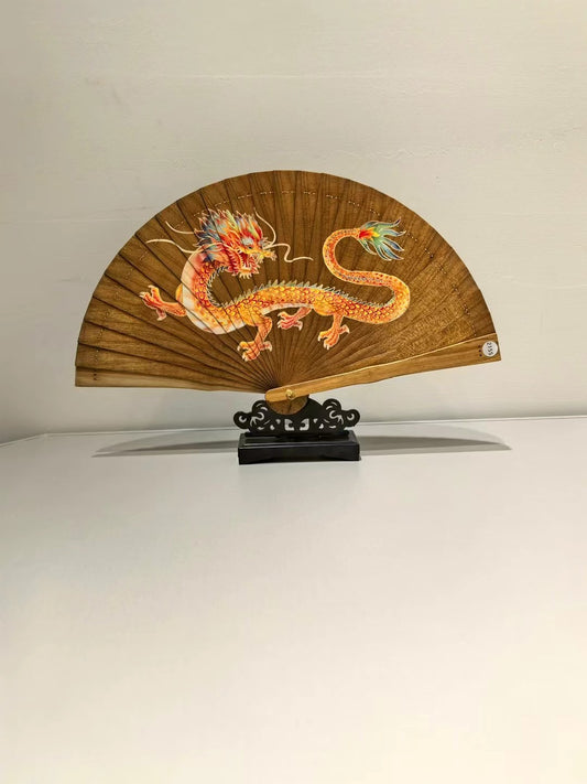 Intricately Carved Golden Phoebe Wooden Fans