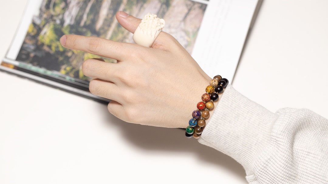 Starlit Brilliance with Lacquer Finish Bracelet-Good Luck Feng Shui Bracelet package with box and bag