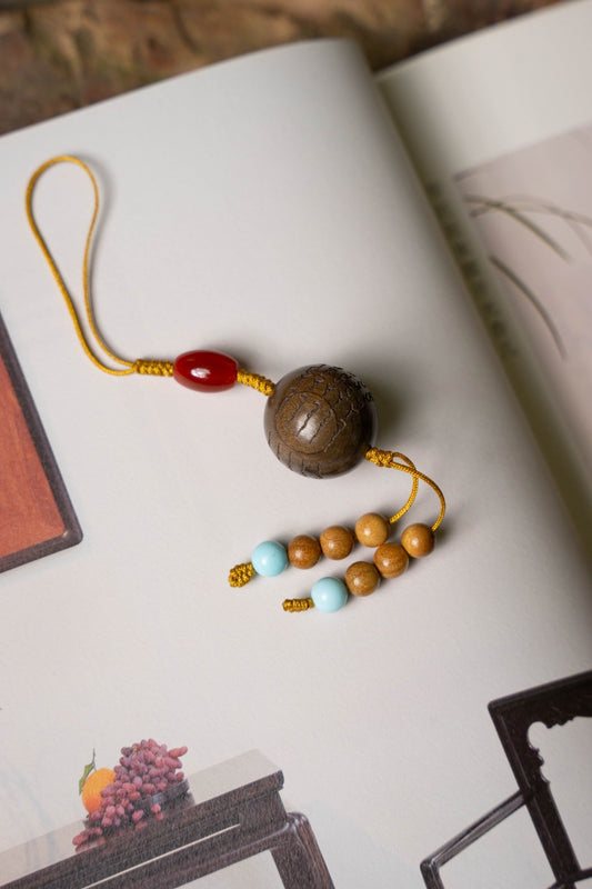 Golden Nanmu "Five Stripes" Pendant Lucky Pendant