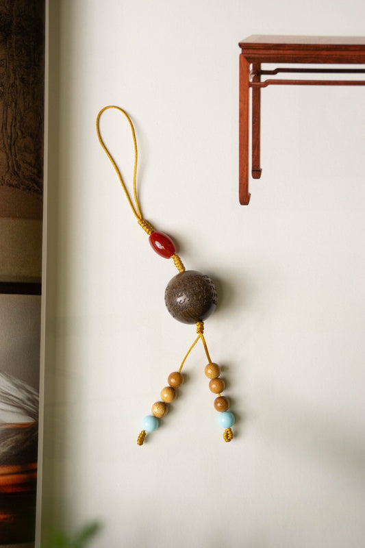 Golden Nanmu "Five Stripes" Pendant Lucky Pendant